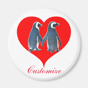 Love Birds Penguin Couple Red Heart Thunder_Cove Magnet