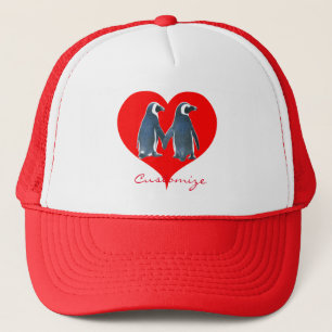 Love Birds Penguin Couple Red Heart Thunder_Cove Trucker Hat