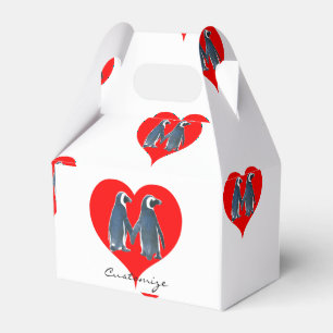 Love Birds Penguin Couple Red Hearts Thunder_Cove Favour Box