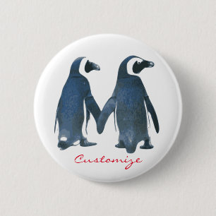 Love Birds Penguin Couple Thunder_Cove 6 Cm Round Badge