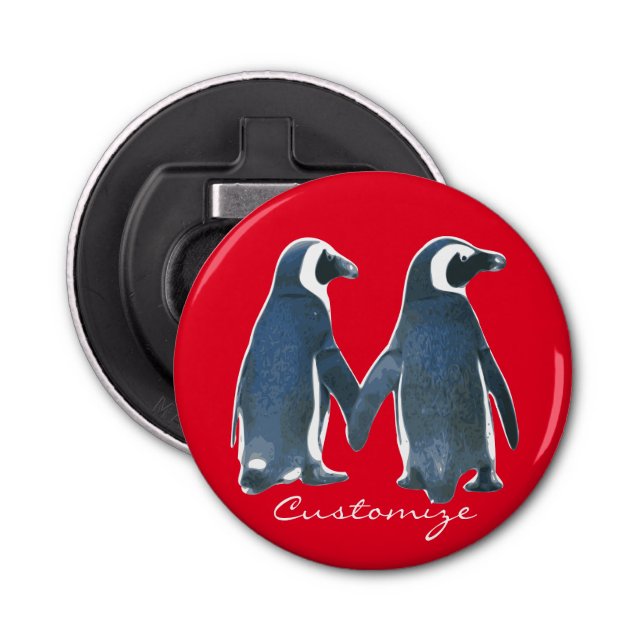 Love Birds Penguin Couple Thunder_Cove Bottle Opener (Front)
