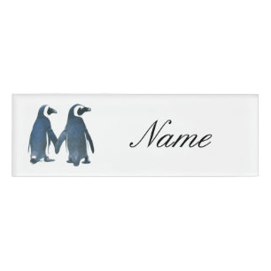 Love Birds Penguin Couple Thunder_Cove Name Tag