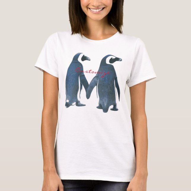Love Birds Penguin Couple Thunder_Cove T-Shirt (Front)