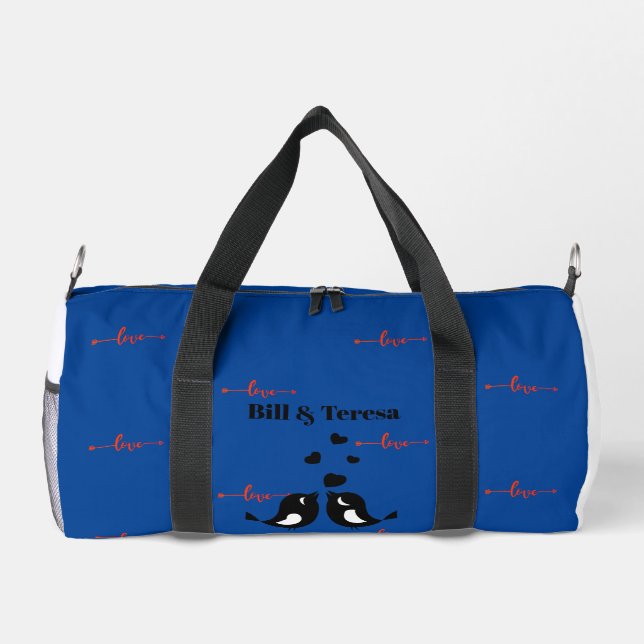 Love Birds-Personalised Names Duffle Bag (Back)