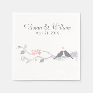 Love Birds Personalised Wedding Paper Napkin
