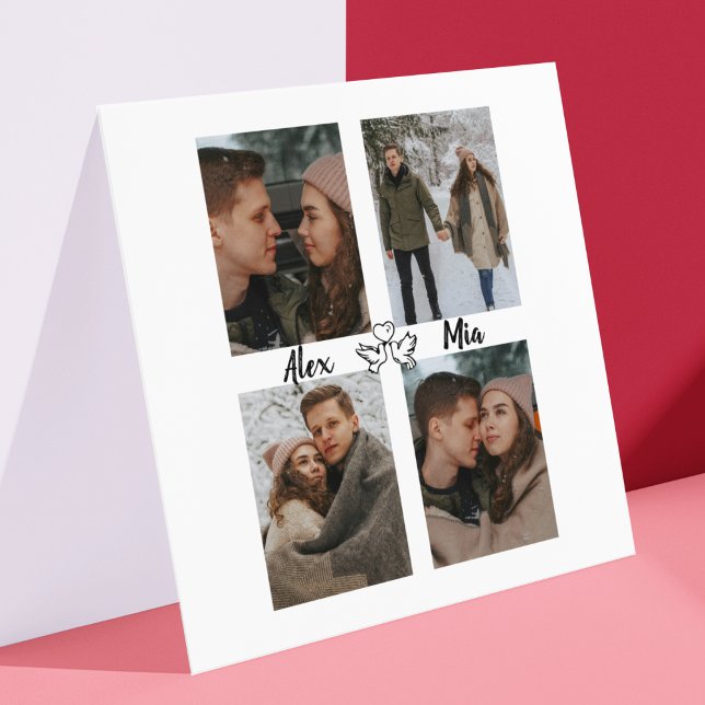 Love Birds Photo Collage Card for Couples (Creator Uploaded)
