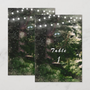 Love Birds + Pine Tree Night Wedding Table Number