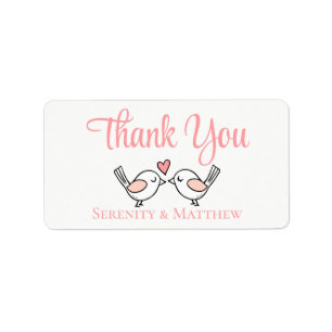 Love Birds Pink Lovebird Wedding Thank You Sticker