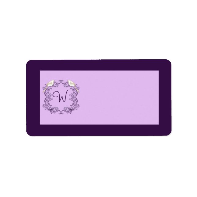 Love Birds Purple/Lavender Wedding Mailing Label (Front)
