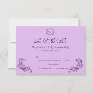 Love Birds Purple/Lavender Wedding RSVP Card