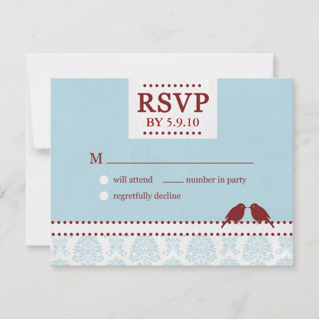 Love Birds Red Blue RSVP (Front)