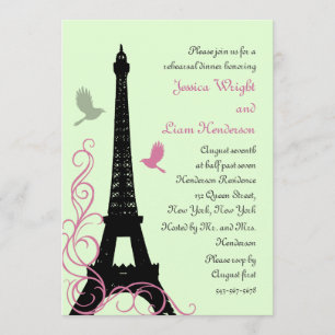 Love Birds Rehearsal Dinner (green) Invitation