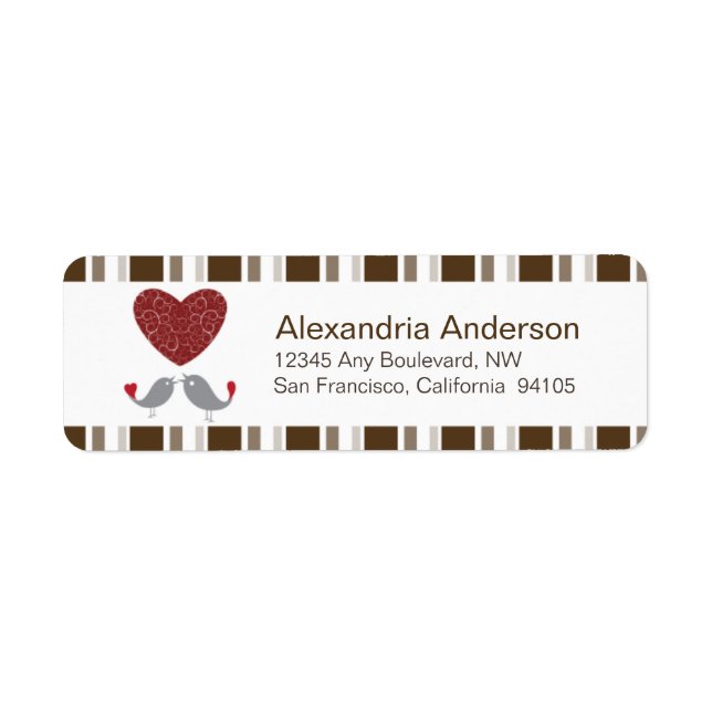 Love Birds Return Address Labels (brown) (Front)