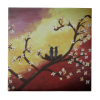 Love Birds romantic Art  Photo Tile