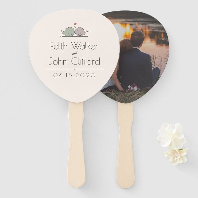 Love Birds | Romantic Vintage Wedding Hand Fan (Front and Back)