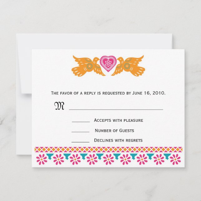Love Birds RSVP Card - Aqua (Front)