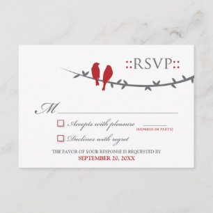 Love Birds RSVP Card (red & white)