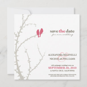 Love Birds Save the Date Announcement (fuchsia)