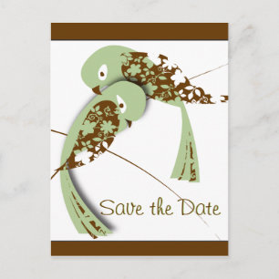 Love birds, Save the Date Announcement Postcard