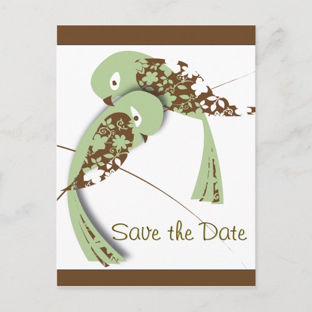 Love birds, Save the Date Announcement Postcard (Front)