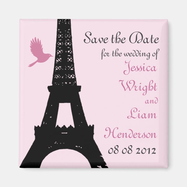 Love Birds Save the Date (pink) Magnet (Front)