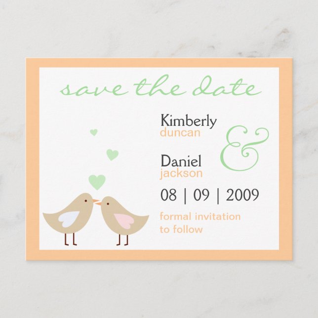 Love Birds Save the Date Postcard (Front)