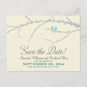 Love Birds Save the Date Postcard (baby blue)