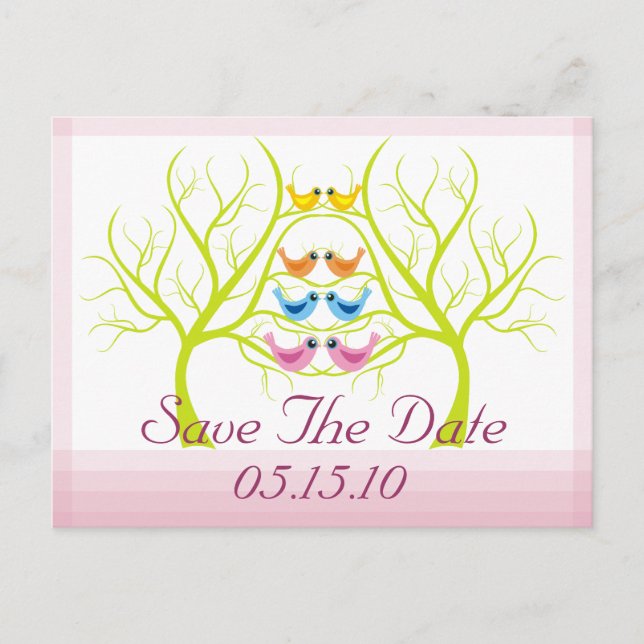 Love Birds Save The Date Postcards (Front)