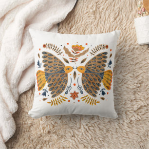 Love Birds Scandinavian Folk Art Cushion