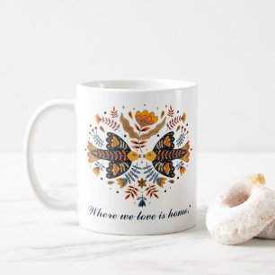 Love Birds Scandinavian Folk Art Valentine's Day Coffee Mug