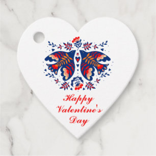 Love Birds Scandinavian Folk Art Valentine's Day Favour Tags