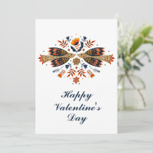 Love Birds Scandinavian Folk Art Valentine's Day Holiday Card