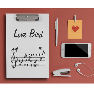 Love birds singing song in between musical notes clipboard
