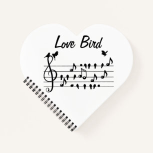 Love birds singing song in between musical notes notebook