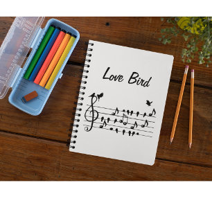 Love birds singing song in between musical notes planner