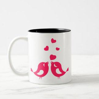 Love Birds Sip Together: Romantic Couple CoffeeMug Two-Tone Coffee Mug