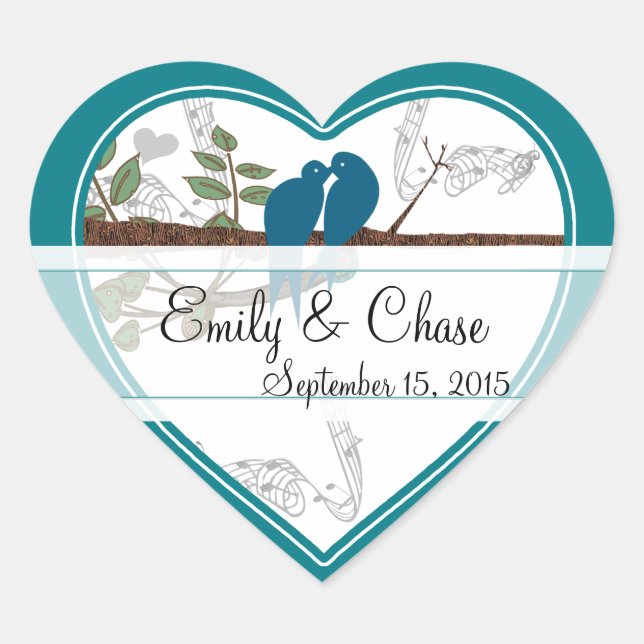 Love Birds Sitting in a Tree Wedding Sticker (Front)
