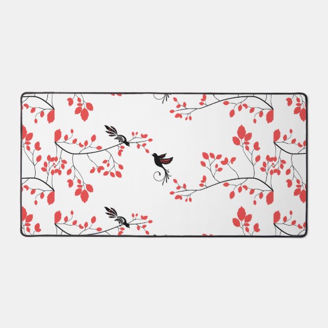 Love Birds Spring Branches Pretty Design Desk Mat (Front)