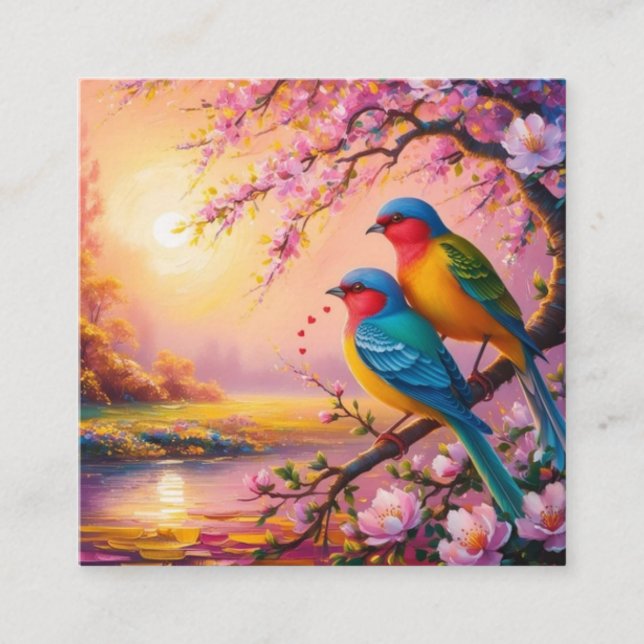 Love birds  square business card (Front)