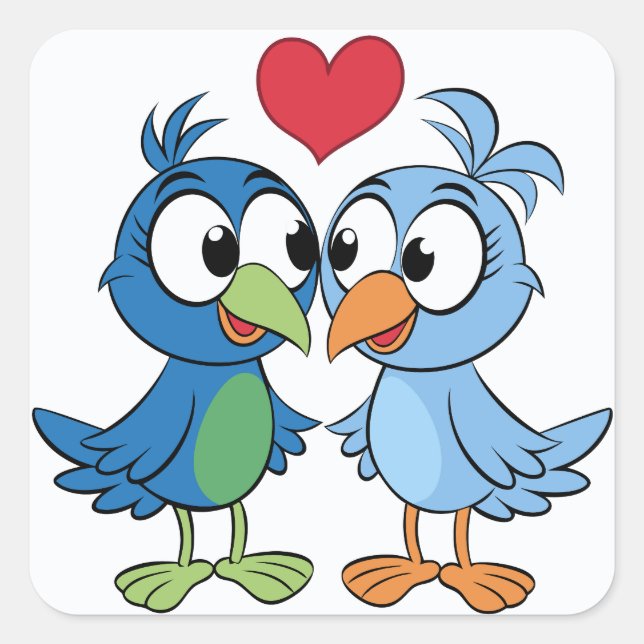 Love Birds Square Sticker (Front)