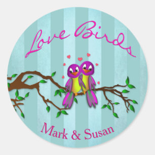 LOVE BIRDS - Stickers, Round 1½ inch (sheet of 20) Classic Round Sticker