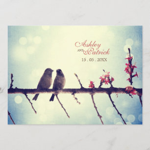 Love birds story horizontal invitation