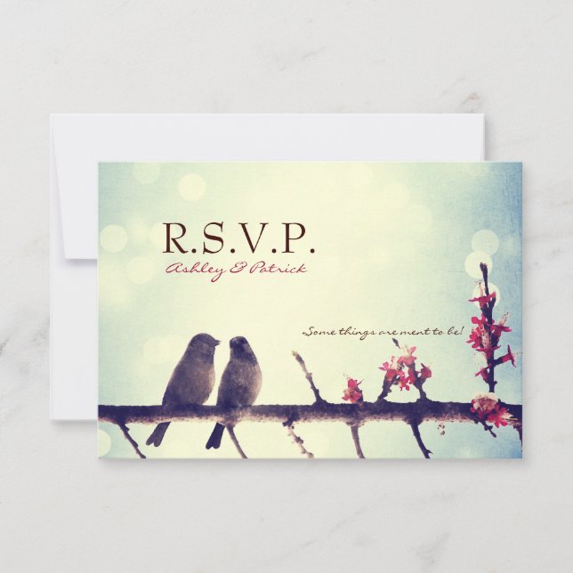 Love birds story RSVP card (Front)