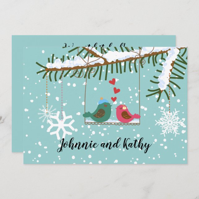 Love Birds Swing Winter Reception Only Invitation (Front/Back)