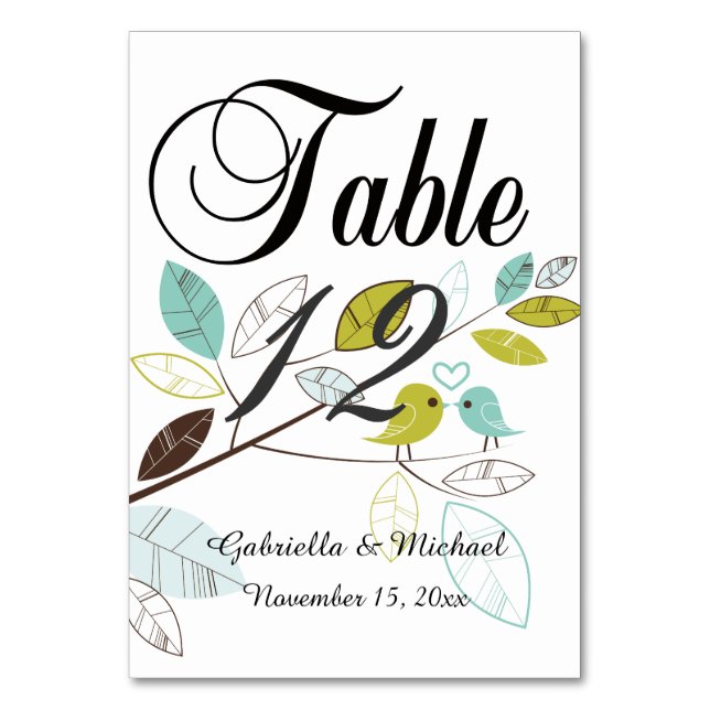 Love Birds Table Number (Front)