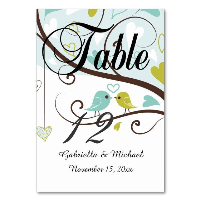 Love Birds Table Number (Front)