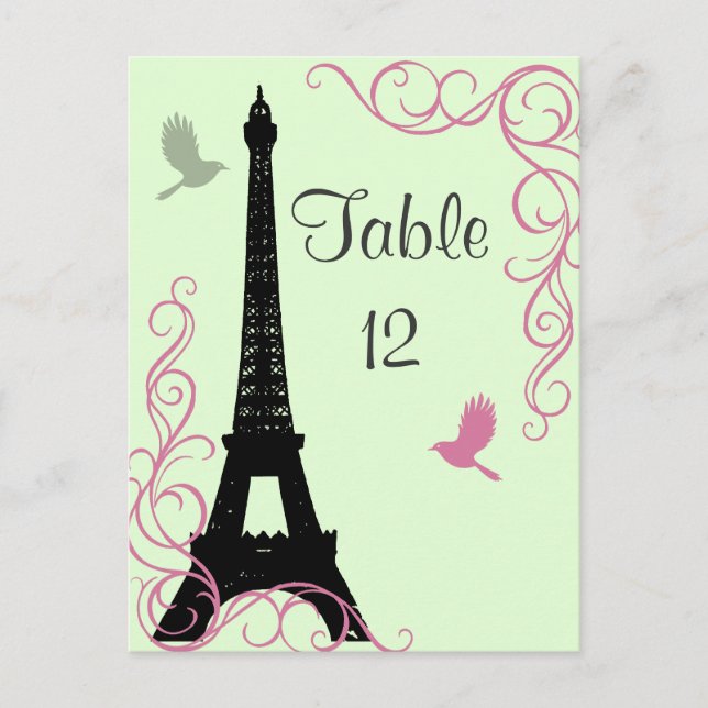 Love Birds Table Number (green) Postcard (Front)