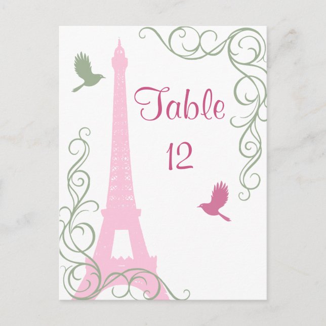Love Birds Table Number Postcard (Front)