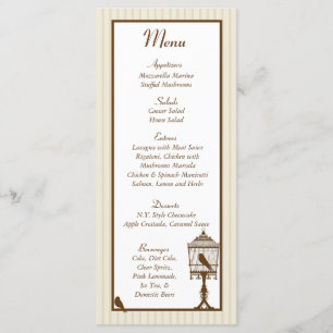 Love Birds Tan/Brown Wedding Menu