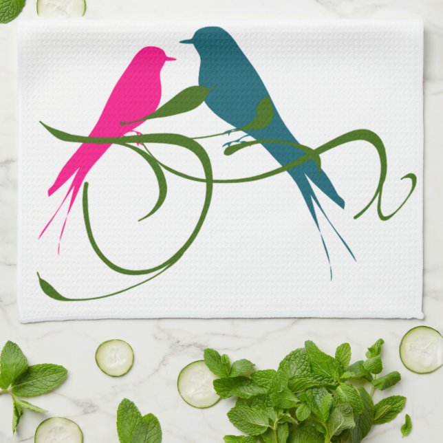 Love Birds Tea Towel (Folded)